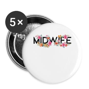 Nurse Midwife Birth Worker Flower - Buttons large 2.2''/56 mm (5-pack) - white - Front