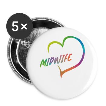 Nurse Midwife Birth Worker Heart - Buttons large 2.2''/56 mm (5-pack) - white - Front