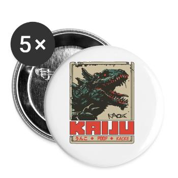 Japan Kanji Kaiju Kacke - Buttons groß 56 mm (5er Pack) - Weiß - Vorne