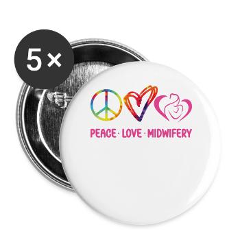 Infirmière Sage-Femme Accoucheuse Tie Dye - Lot de 5 grands badges (56 mm) - blanc - Devant