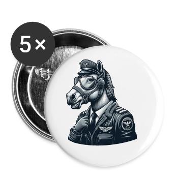 Cute Horse Pilot - Buttons groß 56 mm (5er Pack) - Weiß - Vorne