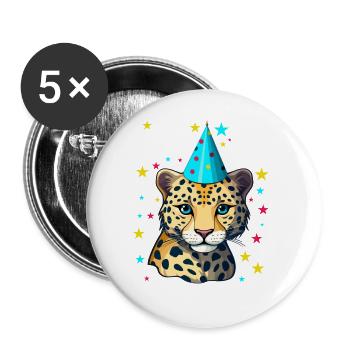 Ich bin 7 Jahre alt Leoparde Leopard 7. Geburtstag - Buttons groß 56 mm (5er Pack) - Weiß - Vorne