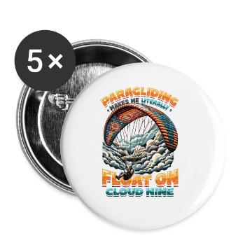 Fallschirmspringen Parachute Skydiving Paraglider - Buttons groß 56 mm (5er Pack) - Weiß - Vorne