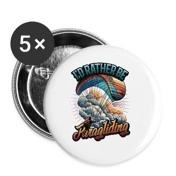 Fallschirmspringen Parachute Skydiving Paraglider - Buttons groß 56 mm (5er Pack) - Weiß - Vorne