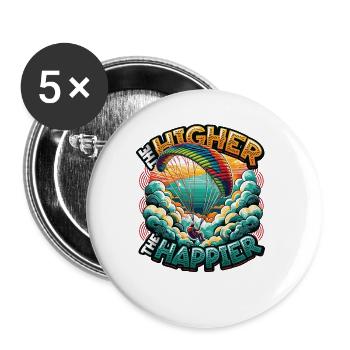 Fallschirmspringen Parachute Skydiving Paraglider - Buttons groß 56 mm (5er Pack) - Weiß - Vorne