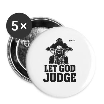 Let God Judge, Rocker Motorcycle Biker - Buttons large 2.2''/56 mm (5-pack) - white - Front