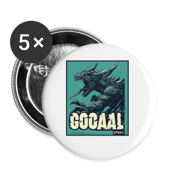 Tor! Kaiju Fußball Fan - Buttons groß 56 mm (5er Pack) - Weiß - Vorne