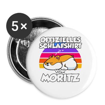 Offizielles Schlafshirt Von Moritz - Buttons groß 56 mm (5er Pack) - Weiß - Vorne