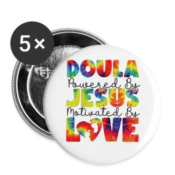 Doula Birth Worker Jesus Faith - Buttons large 2.2''/56 mm (5-pack) - white - Front