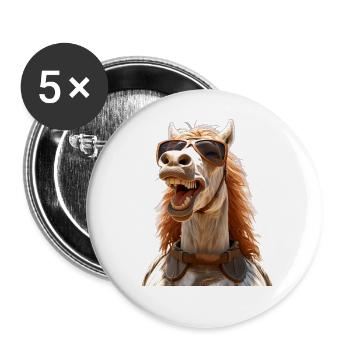 Pferd Pferdemädchen Reiterin Pony Stall Pferde - Buttons groß 56 mm (5er Pack) - Weiß - Vorne
