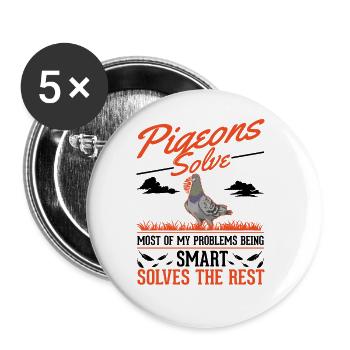 Pigeon Gift Pigeon Fancier Carrier Pigeon - Buttons large 2.2''/56 mm (5-pack) - white - Front