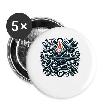 Blacksmith Metalworker Bladesmith Metal - Buttons large 2.2''/56 mm (5-pack) - white - Front