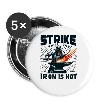 Blacksmith Metalworker Bladesmith Metal - Buttons large 2.2''/56 mm (5-pack) - white - Front