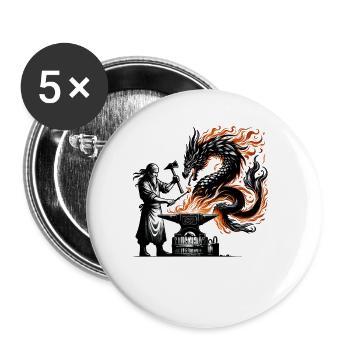 Blacksmith Metalworker Bladesmith Metal - Buttons large 2.2''/56 mm (5-pack) - white - Front