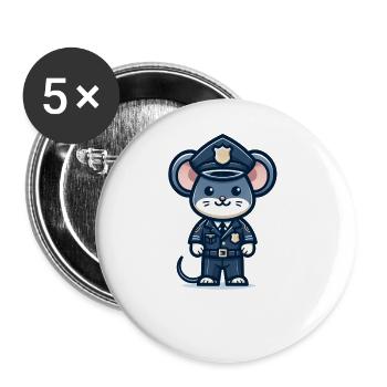 Cute Mouse Police Officer - Buttons large 2.2''/56 mm (5-pack) - white - Front