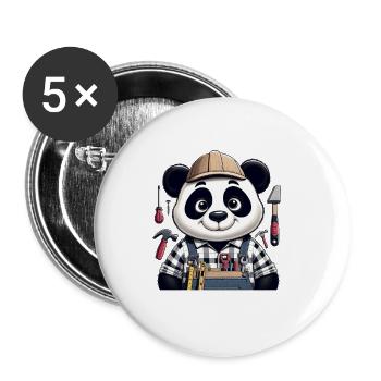 Artisan panda mignon - Lot de 5 grands badges (56 mm) - blanc - Devant