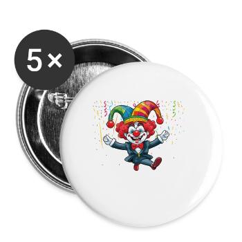 Karneval Kostüm Fasching Fastnacht - Buttons groß 56 mm (5er Pack) - Weiß - Vorne