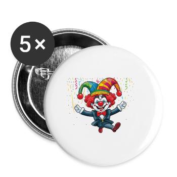 Karneval Kostüm Fasching Fastnacht - Buttons groß 56 mm (5er Pack) - Weiß - Vorne