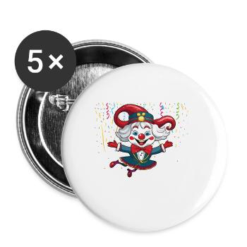 Karneval Kostüm Fasching Fastnacht - Buttons groß 56 mm (5er Pack) - Weiß - Vorne