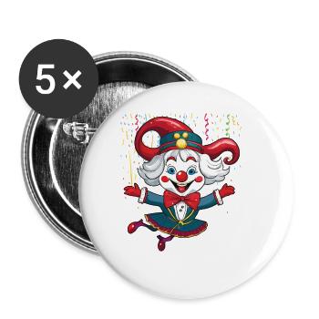 Karneval Kostüm Fasching Fastnacht - Buttons groß 56 mm (5er Pack) - Weiß - Vorne