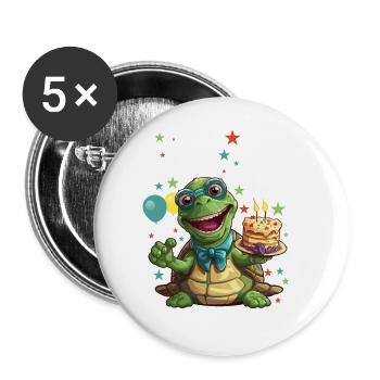 Je suis 5 Tortues Tortue 5e anniversaire - Lot de 5 grands badges (56 mm) - blanc - Devant