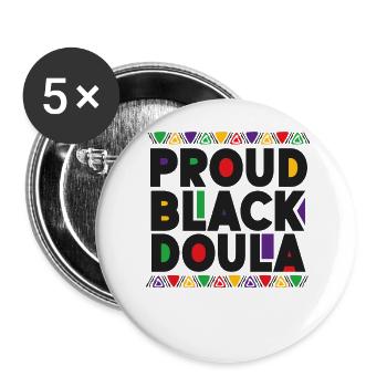 Doula Travailleuse à la naissance Fière Noire - Lot de 5 grands badges (56 mm) - blanc - Devant