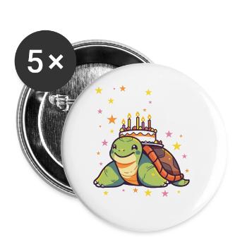Ich bin 7 Schildkröten Schildkröte 7. Geburtstag - Buttons groß 56 mm (5er Pack) - Weiß - Vorne