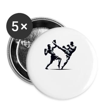 Muay Thai Kämpfer Design - Buttons groß 56 mm (5er Pack) - Weiß - Vorne
