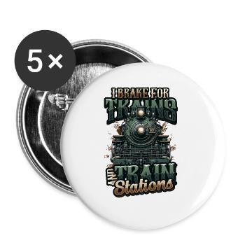 Trainspotting Train Lovers Trains - Buttons large 2.2''/56 mm (5-pack) - white - Front