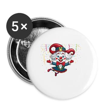 Karneval Kostüm Fasching Fastnacht - Buttons groß 56 mm (5er Pack) - Weiß - Vorne