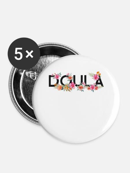 Doula Birth Worker Flower - Buttons groß 56 mm (5er Pack) - Weiß