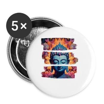 Bouddhisme Yoga Bouddhiste Zen Méditation Bouddha - Lot de 5 grands badges (56 mm) - blanc - Devant