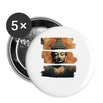 Bouddhisme Yoga Bouddhiste Zen Méditation Bouddha - Lot de 5 grands badges (56 mm) - blanc - Devant