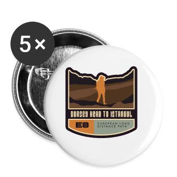 E8 - Dursey Cap sur Istanbul Randonnée européenne - Lot de 5 grands badges (56 mm) - blanc - Devant