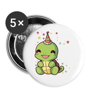 Ich bin 8 Schildkröten Schildkröte 8. Geburtstag - Buttons groß 56 mm (5er Pack) - Weiß - Vorne