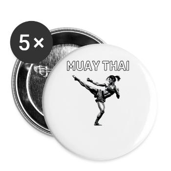 Muay Thai Girl - Buttons large 2.2''/56 mm (5-pack) - white - Front
