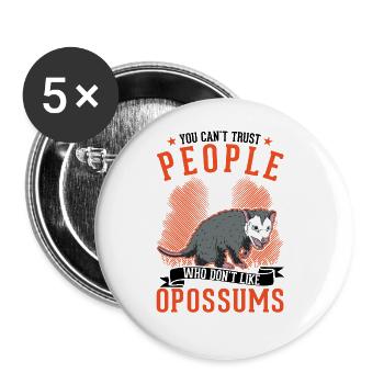 Opossum Gift Possum Marsupial - Buttons large 2.2''/56 mm (5-pack) - white - Front
