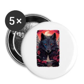 Spirit Wolf Fuchs Ästhetischer Japanischer Kitsune - Buttons groß 56 mm (5er Pack) - Weiß - Vorne