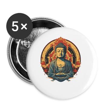 Bouddhisme Yoga Bouddhiste Zen Méditation Bouddha - Lot de 5 grands badges (56 mm) - blanc - Devant