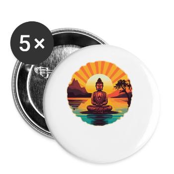 Bouddhisme Yoga Bouddhiste Zen Méditation Bouddha - Lot de 5 grands badges (56 mm) - blanc - Devant