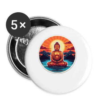Bouddhisme Yoga Bouddhiste Zen Méditation Bouddha - Lot de 5 grands badges (56 mm) - blanc - Devant