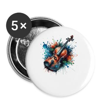 ColoUful Violin Drawing - Buttons large 2.2''/56 mm (5-pack) - white - Front