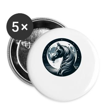 Arabische Pferdekunst - Buttons groß 56 mm (5er Pack) - Weiß - Vorne