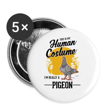 Taube Kostüm Taubenzüchter Halloween - Buttons groß 56 mm (5er Pack) - Weiß - Vorne
