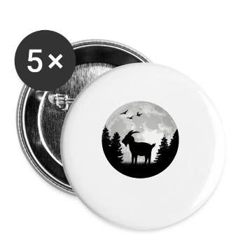 Ziegen Mond Ziegenwirt Ziege - Buttons groß 56 mm (5er Pack) - Weiß - Vorne