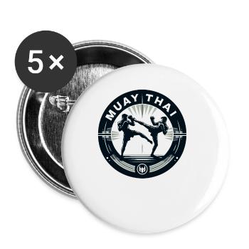 Muay Thai Illustration - Buttons large 2.2''/56 mm (5-pack) - white - Front