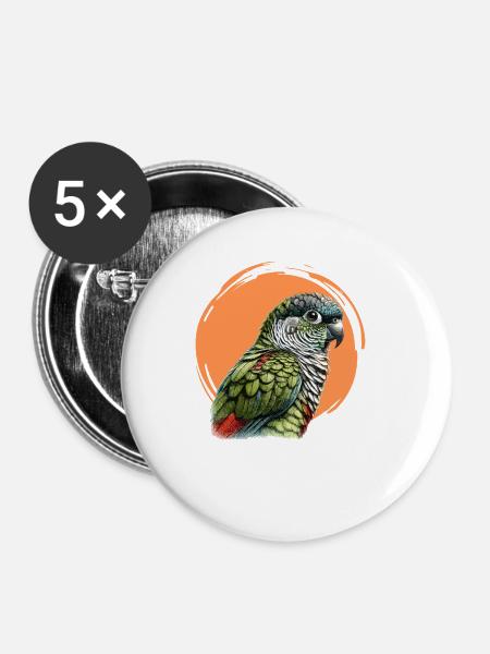 Grünwangige Conure-Kunst - Buttons groß 56 mm (5er Pack) - Weiß