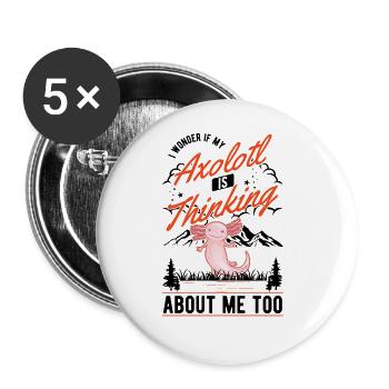 Axolotl Gift Amphibian Axolotl - Buttons large 2.2''/56 mm (5-pack) - white - Front