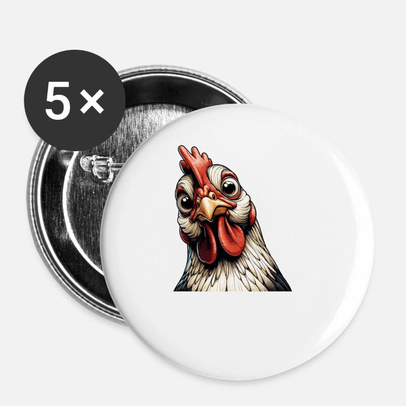 Funny Chicken Chicken Funny Image - Buttons large 2.2''/56 mm (5-pack) - white