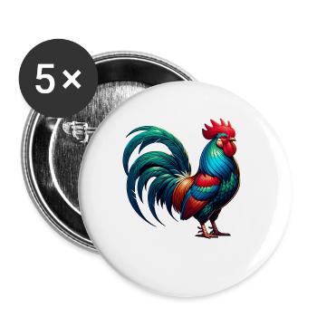 Beautiful Rooster Image - Buttons large 2.2''/56 mm (5-pack) - white - Front